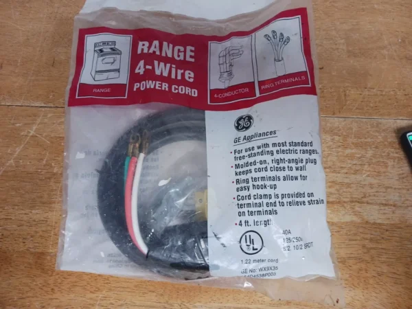 GE WX9X35, 4' 4-Wire / 40 Amp Range Power Cord Stove plug 125/250V NEW