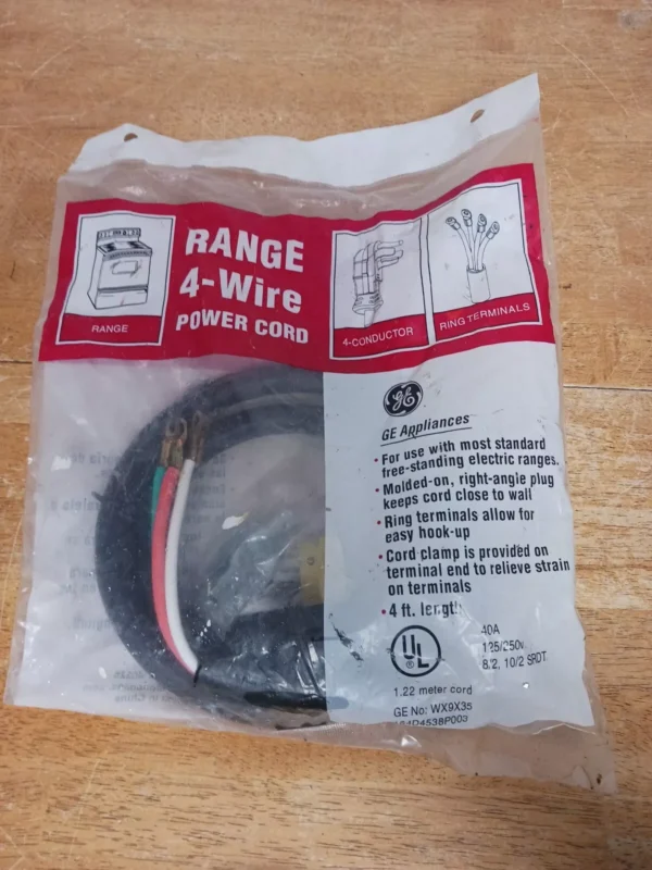 GE WX9X35, 4' 4-Wire / 40 Amp Range Power Cord Stove plug 125/250V NEW