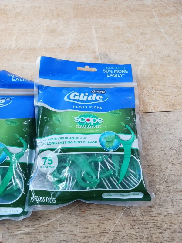 3 Pack Oral-B Glide Complete with Scope Outlast Dental Floss Picks 225 Total