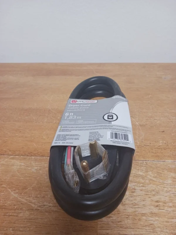 Utilitech 6ft 4 Prong Dryer Cord 0333552 (Money Back Guarantee)