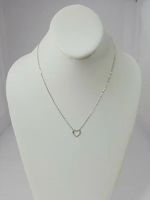 .925 Sterling Silver Necklace with Heart 18inch 1mm wide(Money Back Guarantee)