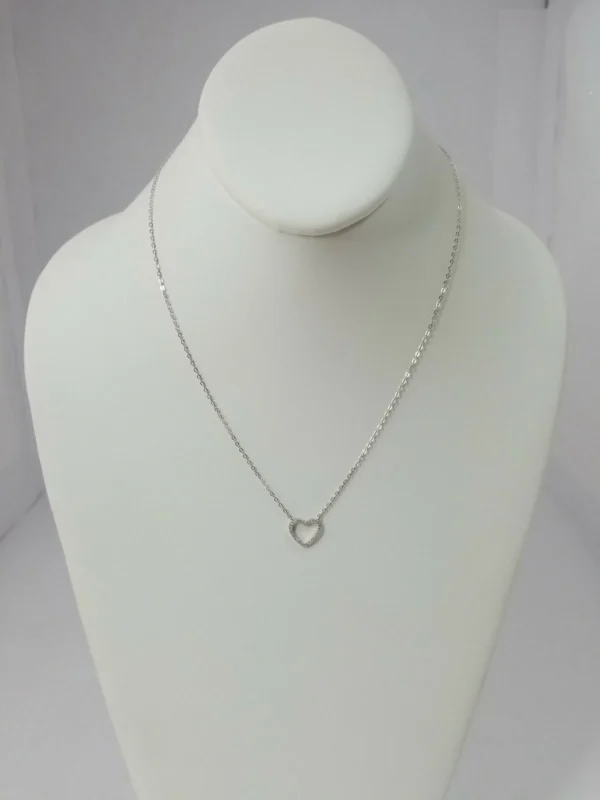 .925 Sterling Silver Necklace with Heart 18inch 1mm wide(Money Back Guarantee)