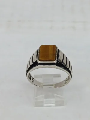 925 Sterling Silver Tiger Eye Ring sz 12.5