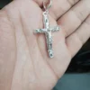 .925 Sterling Silver Cross Pendant 50mm X 26mm