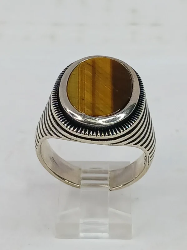 925 Sterling Silver Tiger Eye Ring Sz 13