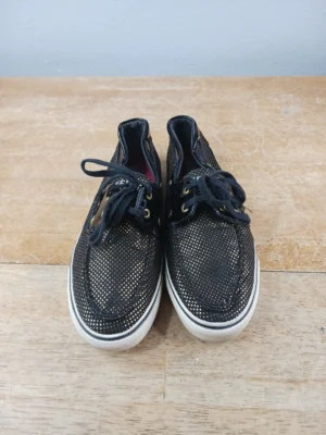 Sperry Top Sider Black And Gold Boat Shoes Sz 9 Women 9778564