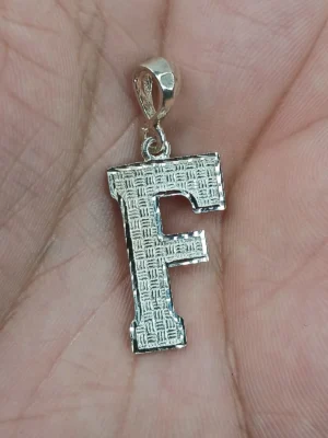925 Sterling Silver Letter F Pendant 14mm X 36mm