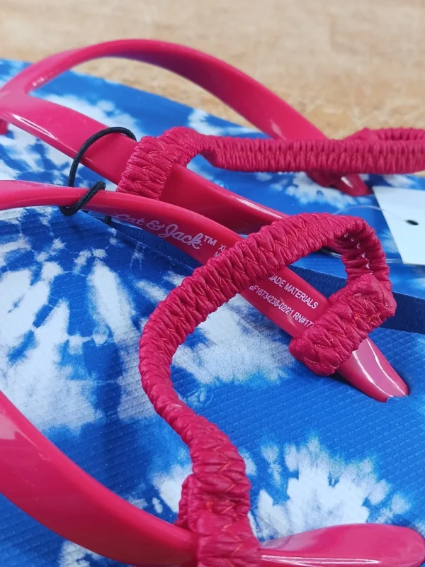Kids Sz XL 11/12 Cat & Jack Water Flip Flops Red And Blue