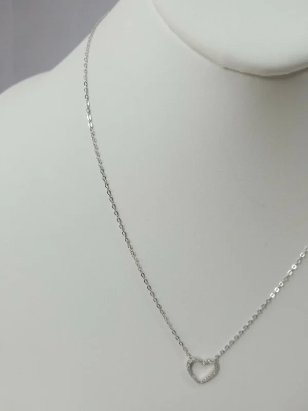 .925 Sterling Silver Necklace with Heart 18inch 1mm wide(Money Back Guarantee)