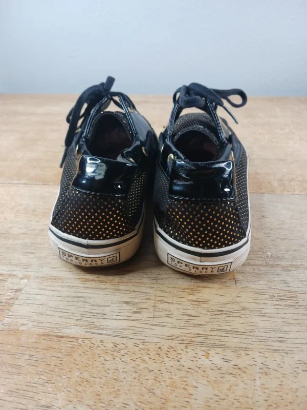 Sperry Top Sider Black And Gold Boat Shoes Sz 9 Women 9778564