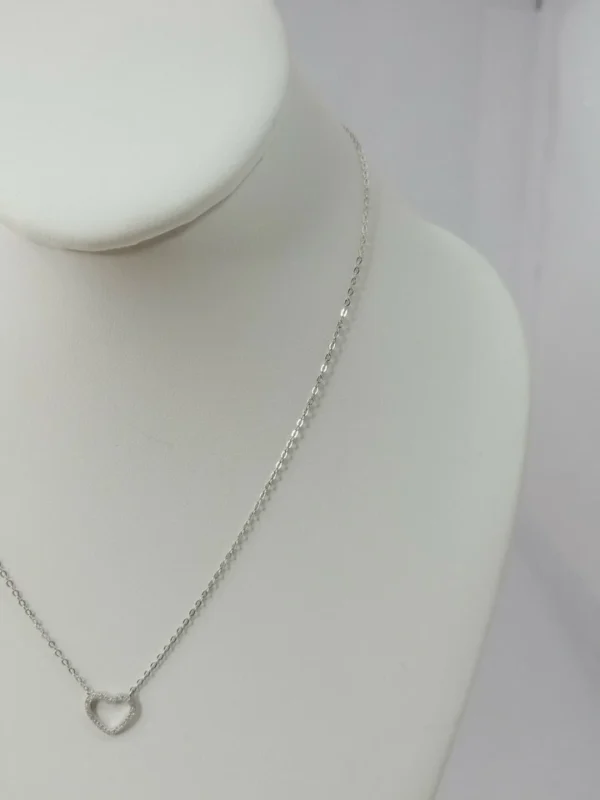 .925 Sterling Silver Necklace with Heart 18inch 1mm wide(Money Back Guarantee)