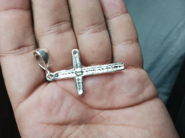 .925 Sterling Silver Cross Pendant 50mm X 26mm