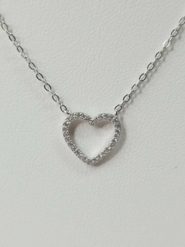 .925 Sterling Silver Necklace with Heart 18inch 1mm wide(Money Back Guarantee)