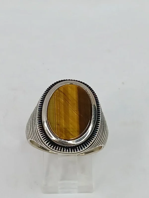 925 Sterling Silver Tiger Eye Ring Sz 13